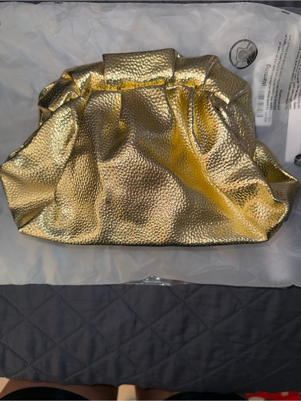 Amazon Metallic Gold Ruched Evening Clutch